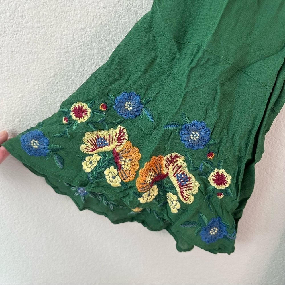FARM RIO Jessalyn Embroidered Dress Green Floral Mini SZ L - Picture 4 of 7